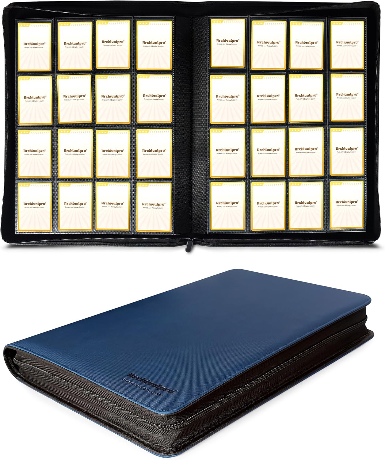 16 Pockets Premium Card Binder 1024 Cards Trading Card Binders Side Load Card Storage Display Album(16 Pocket 1024 Card Slot,Blue)