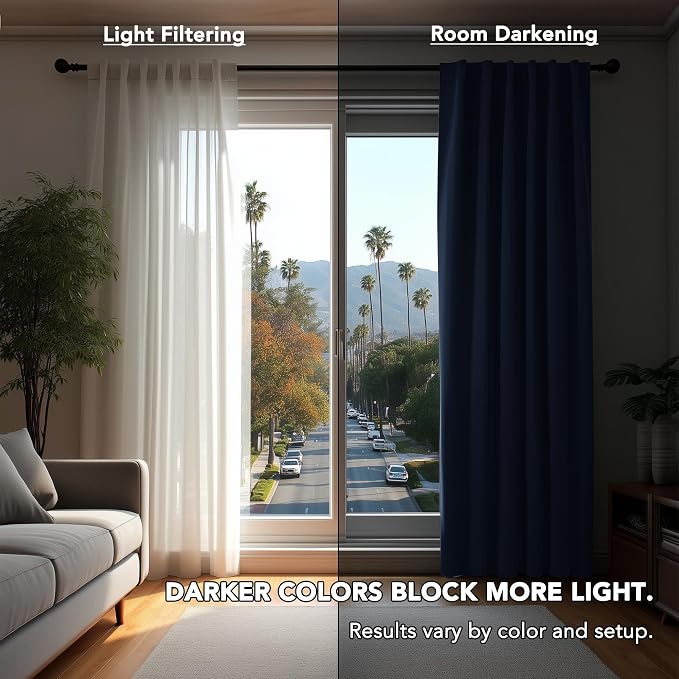 Deconovo Blackout Curtains, Thermal Insulated, W70 x L63 2 Panels, Back Tab - Image 3