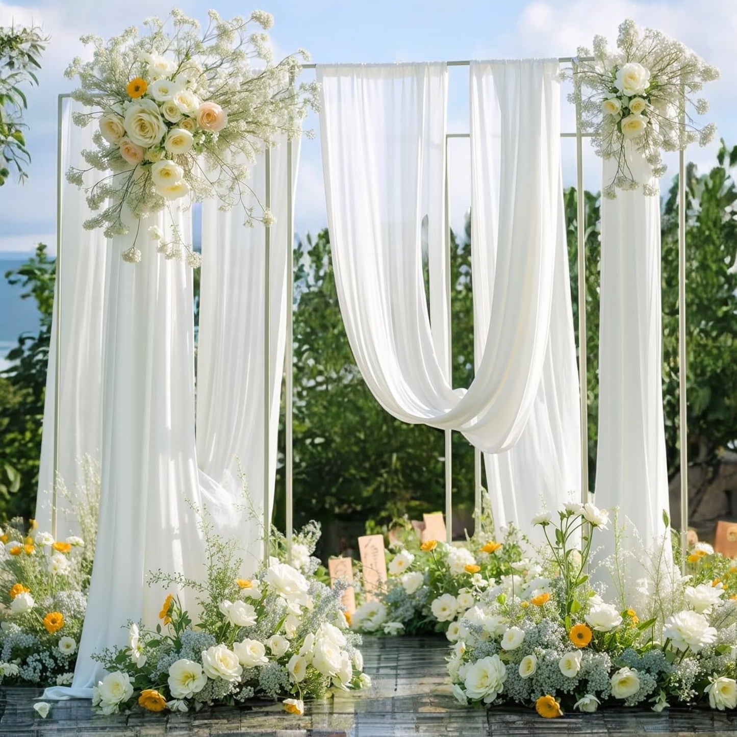 MDS Halloween Chiffon Draping Fabric - 1 Panel, 30" Wide x 30ft Long - Sheer Spooky Arbor & Canopy Drapery for Haunted House Backdrops, Party Ceilings, DIY Costumes & Themed Events - White