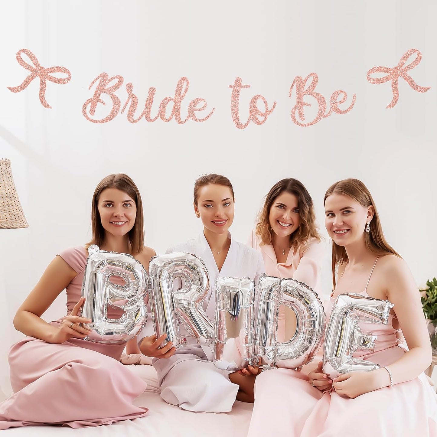 Bride to Be Banner, Rose Gold Bride to Be with Bow Glitter Bachelorette Bridal Party Banner BRIDE TO BE Sign for Rose Gold Bachelorette Bridal Shower Wedding Engagement Hen Party Decorations