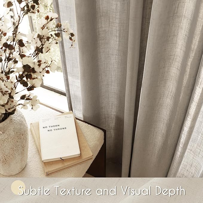 Taupe Linen Curtains 102 inches Long - Image 3