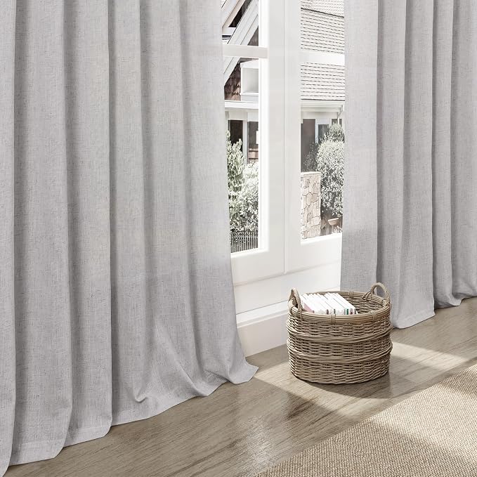Grey Linen Curtains 90 Inch Length 2 Panels Set - Image 6