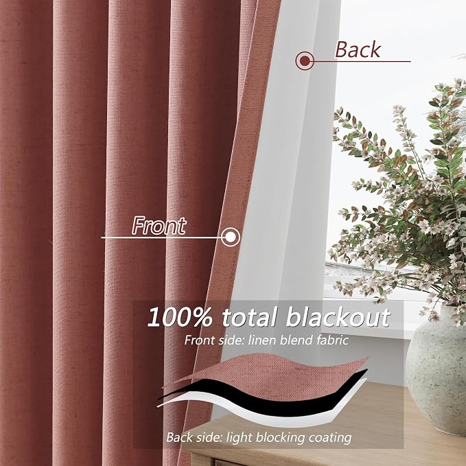 Guken 100% Blackout Curtains 120 Inch Length 2 Panels Set - Image 4