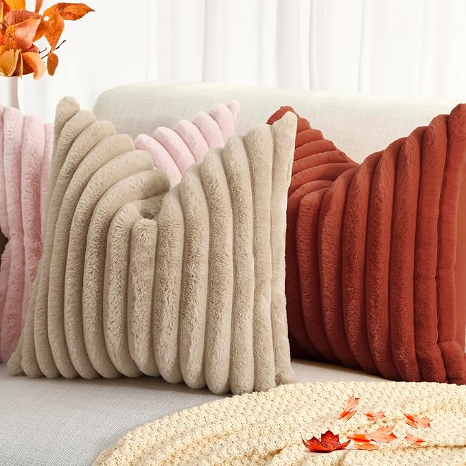 decorUhome Cozy Faux Fur Throw Pillow Covers 12x20 Set of 2 Decorative Soft - Image 5