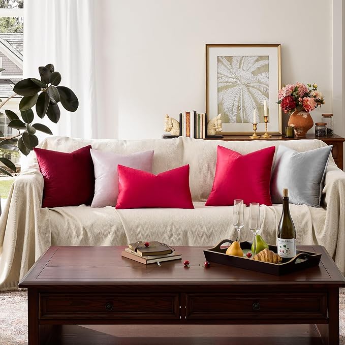 GIGIZAZA Red Velvet Decorative Throw Pillow Covers 18x18 - Image 4