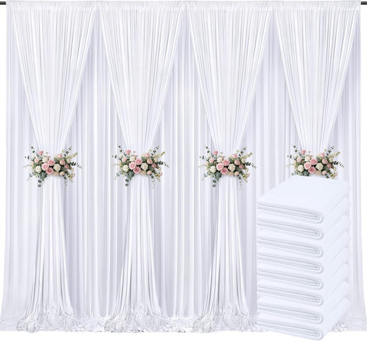 40x10ft Backdrop Curtains for Parties, 8 Panels 5x10ft Photography Backdrop Curtain with Rod Pocket,Backdrop Polyester Background Drapes,Wedding Backdrop Drapes for Birthday Baby Shower Home Decor