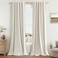 Guken Cream 100% Blackout Linen Curtains 38 Inch Wide by 84 Inch by Guken