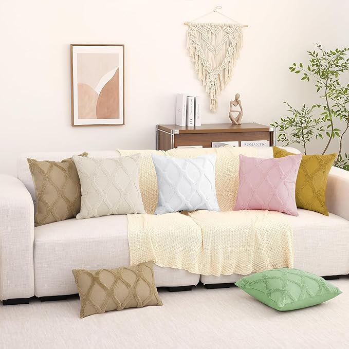 decorUhome Throw Pillow Covers 16x16 Inch Set of 2, Soft Plush Faux Fur Wool Pure White Couch Pillow Covers, Decorative Neutral Pillow Cases for Bed Sofa Living Room Home Decor