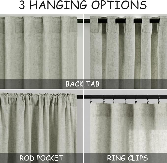 Sage Green Curtains 96 inches Long 2 panels - Image 3