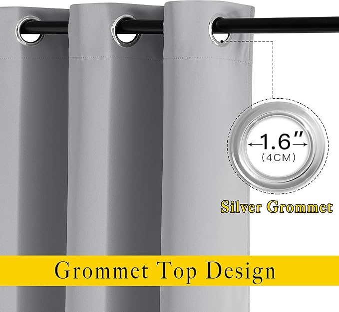 NICETOWN Blackout Sliver Grey Curtains - Image 3