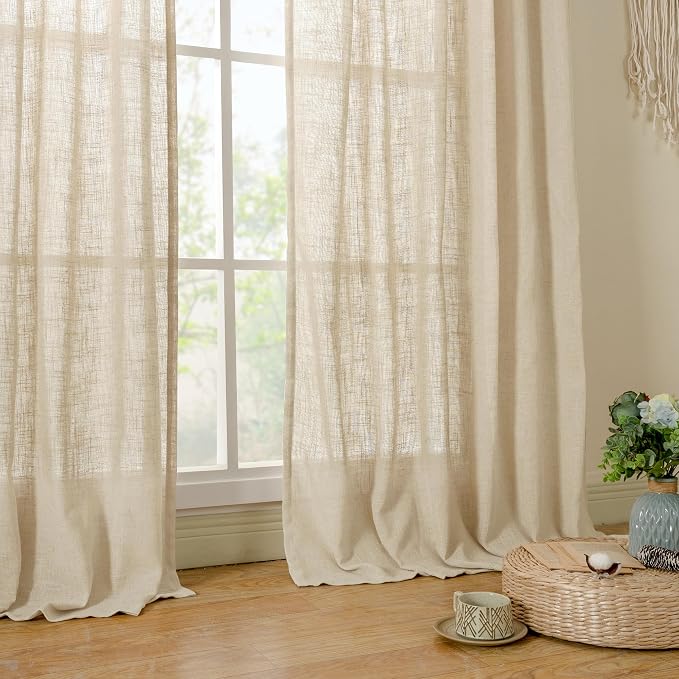 LAMIT Light Filtering Linen Curtains 80 inches Long - Image 9