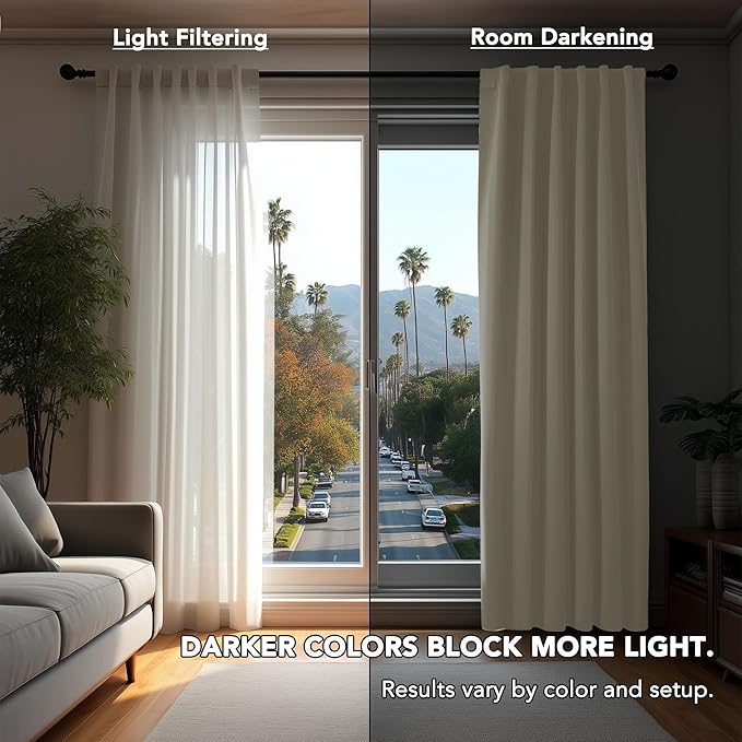 Deconovo Blackout Curtains, Thermal Insulated, W70 x L108 2 Panels, Back Tab - Image 3
