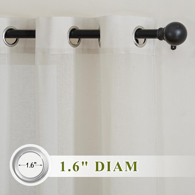 NICETOWN Natural Linen Sheer Curtains Faux Flax - Image 2