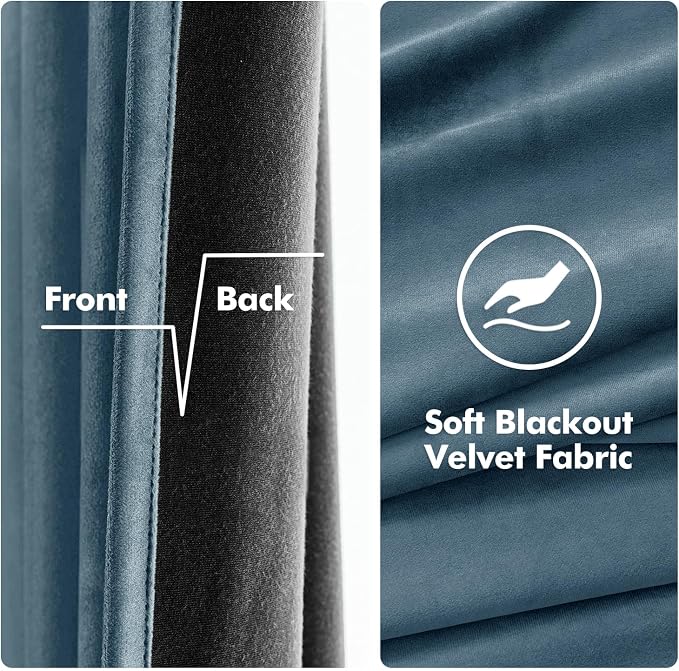 MIULEE Velvet Curtains Dark Slate Elegant Grommet Curtains Thermal Insulated - Image 3