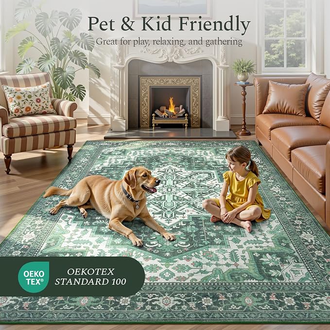 Rugflix 9x12 Area Rugs for Living Room, Machine Washable Rug Non Slip Stain - Image 5