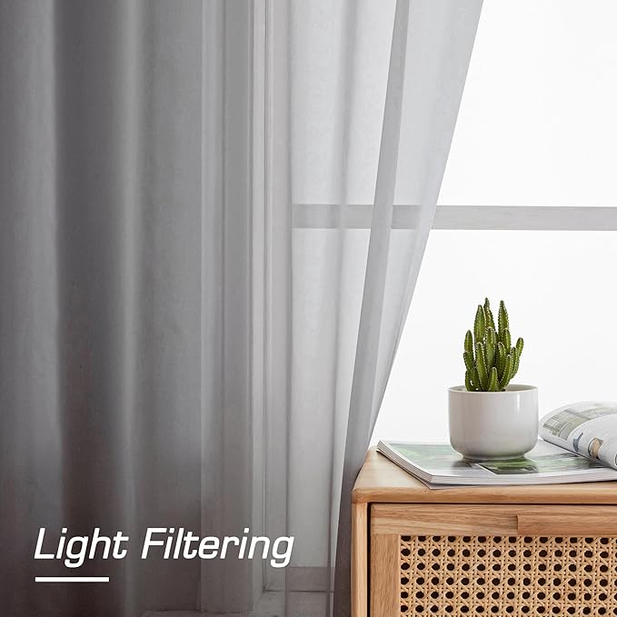 Simplebrand Grey Sheer Curtains 72 Inches Long 2 Panels - Image 4