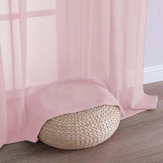 OWENIE Blush Sheer Curtains 120 Inches Long 2 Panels Set, Airy Lightweight - Image 8