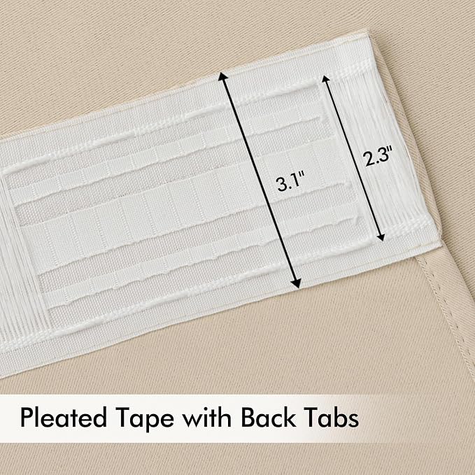 MIULEE Cream Beige Back Tab Light Blocking Curtains 104 Inch Length 2 Panels Set - Image 4