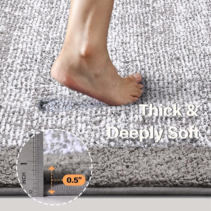 48x32 Large Bathroom Rugs Washable Non Slip, Light Grey Bath Mat - Image 5
