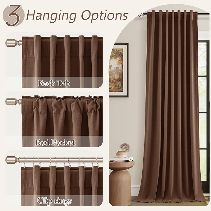 Guken 100% Blackout Curtains 102 Inch Length 2 Panels Set - Image 6