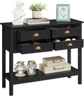 Yaheetech Console Table with 4 Drawers, Sofa Side Table with Bottom Open Storage Shelf, Heavy-Duty Entryway Tables for Hallway/Living Room, 39.5x14x32 inch, Black