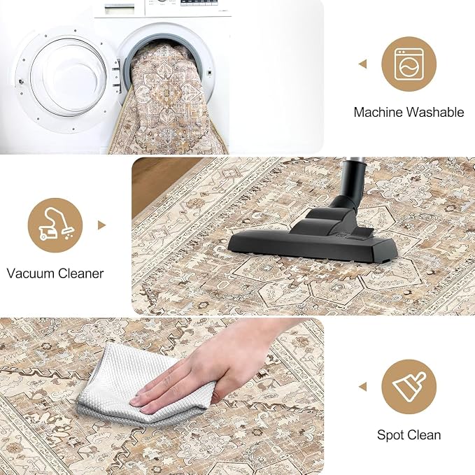 Yamaziot Washable Runner Rug, 3x8 Non-Slip Boho Vintage Hallway Rug - Image 4