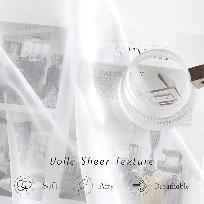 NICETOWN White Sheer Curtains for Living Room 90 inches Long - Image 4