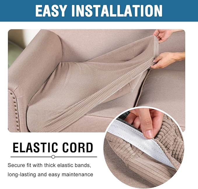 H.VERSAILTEX High Stretch Individual Seat Cushion Covers 3 Pack Thick Jacquard - Image 6
