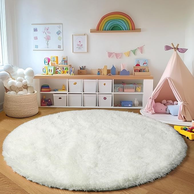 ONASAR Cream White Round Rugs 8ft - Image 4