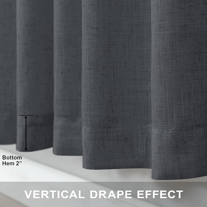 Dark Gray Curtains 108 Inches Long 2 Panels Set - Image 5