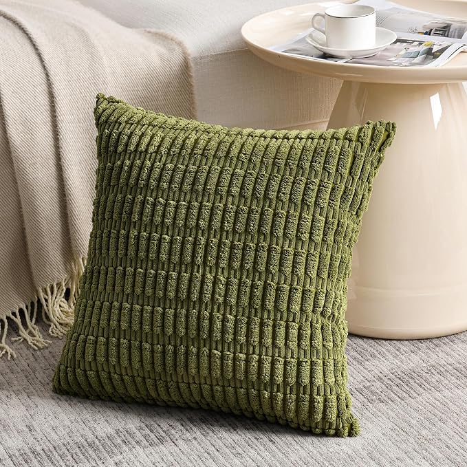 Fancy Homi 4 Packs Boho Moss Green Decorative Throw Pillow Covers 22x22 Inch - Image 2