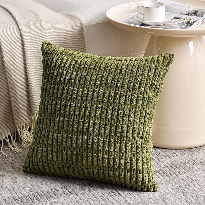 Fancy Homi 4 Packs Boho Moss Green Decorative Throw Pillow Covers 18x18 Inch - Image 2