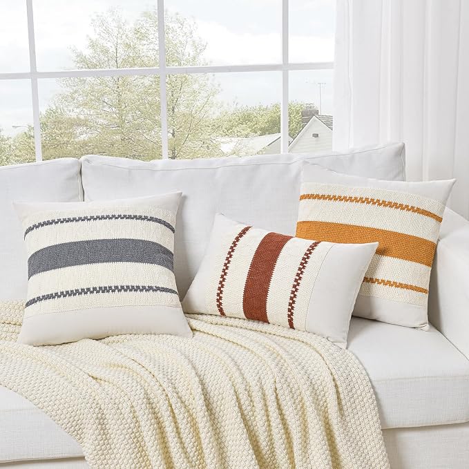 Fancy Homi Set of 1 Neutral Grey Farmhouse Big Decorative Throw Pillow Covers - Image 6