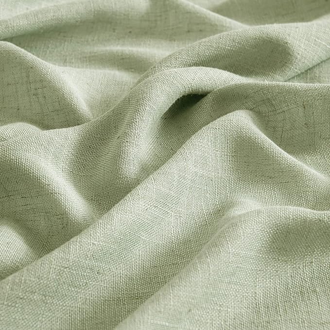 MIULEE Sage Green Linen Curtains 63 Inch Length 2 Panels - Image 4