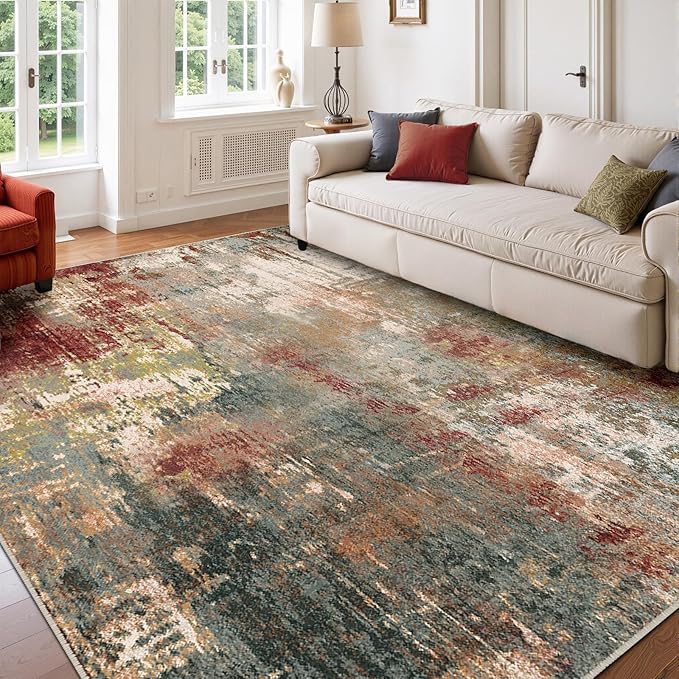 Washable Area Rugs 7'x9' Non-Slip Modern Abstract Soft - Image 2