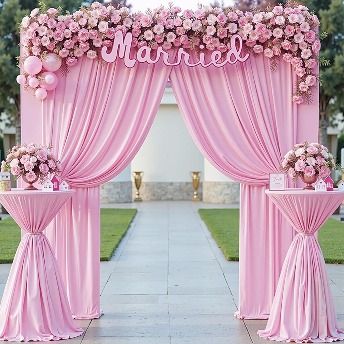 10 ft x 10 ft Pink Backdrop Curtains for Parties, Wrinkle Free Baby Pink Photography Backdrop Drapes for Wedding Grils Birthday Baby Shower Bridal Shower Party