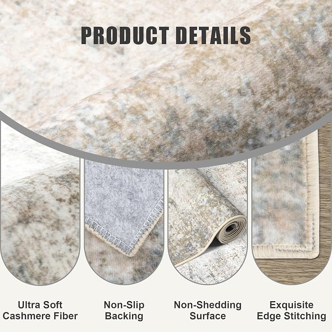 6x9 Area Rug Living Room Rug: Washable Modern Abstract Soft Thin Rug Indoor - Image 7