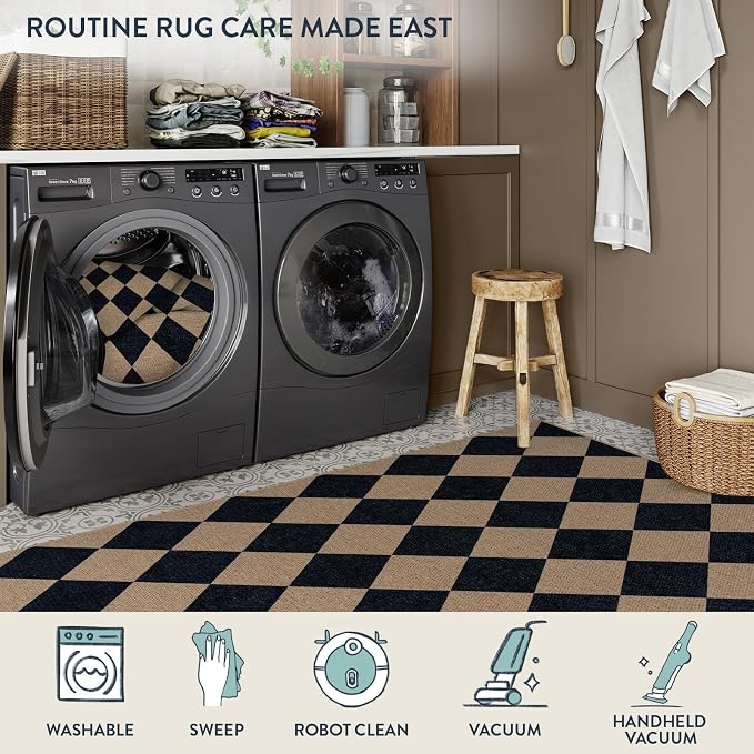 Lahome Colette Checkered Easy Jute Outdoor Rug, 5x7 Area Rugs - Image 5