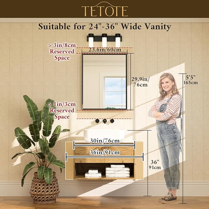 TETOTE Brushed Nickel Bathroom Mirror 24" x 30" Rectangle Beveled Frame Bathroom Vanity Mirror for Over Sink Brushed Nickel, Tempered Glass, Stronger Frame, Modern Farmhouse Bedroom, Entryway