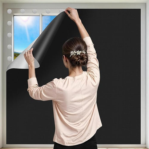 100% Blackout Curtains for Bedroom Portable Window Blinds Cover Adhesive by ZUNGOUMC