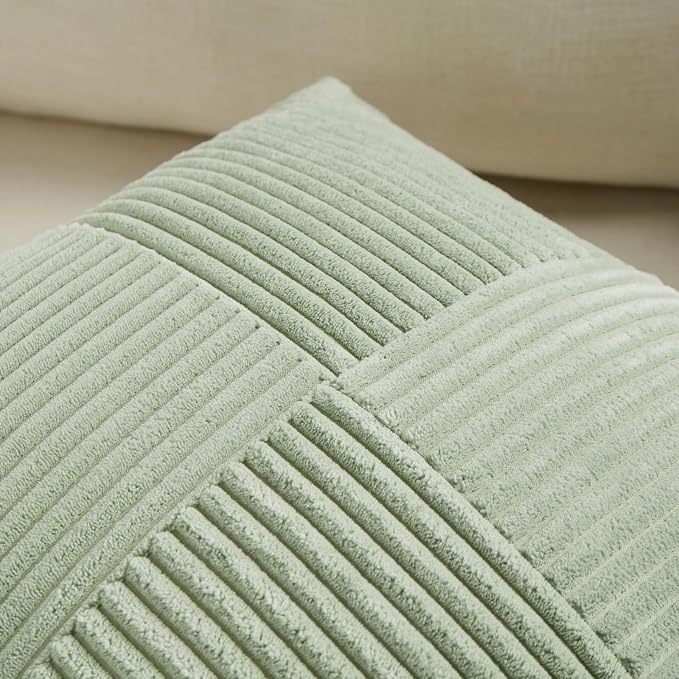 Fancy Homi 2 Packs Sage Green Decorative Throw Pillow Covers 16x16 Inch - Image 3