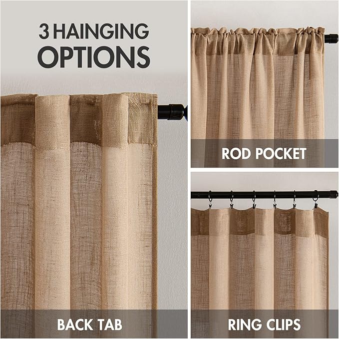 MIULEE Brown Linen Curtains 90 Inches Long - Image 3