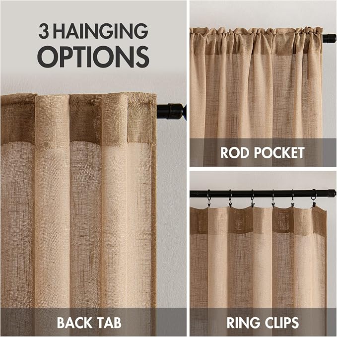 MIULEE Brown Linen Curtains 72 Inch Length - Image 3