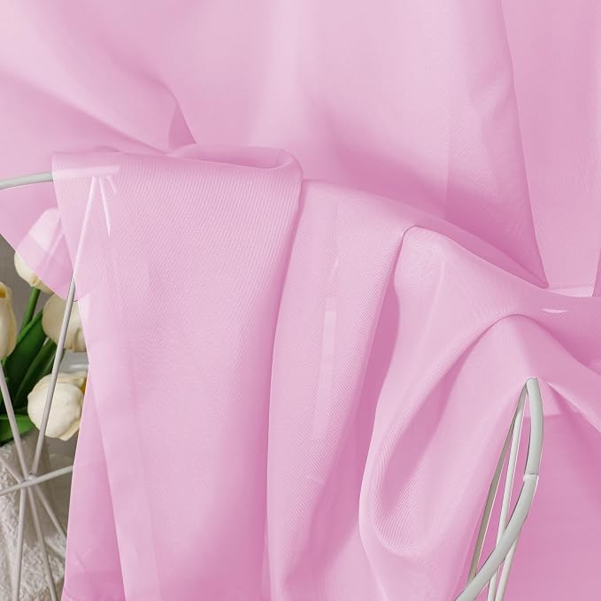 Aiyufeng Light Pink Sheer Curtains 90 Inches Long 2 Panels Set, Semi - Image 6