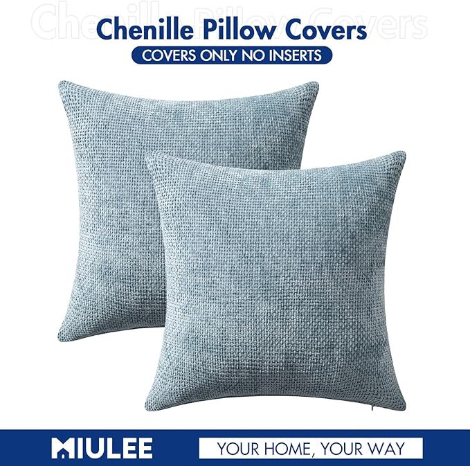 MIULEE Pack of 2 Couch Throw Pillow Covers 18x18 Inch Coastal Smoke Blue Modern - Image 7