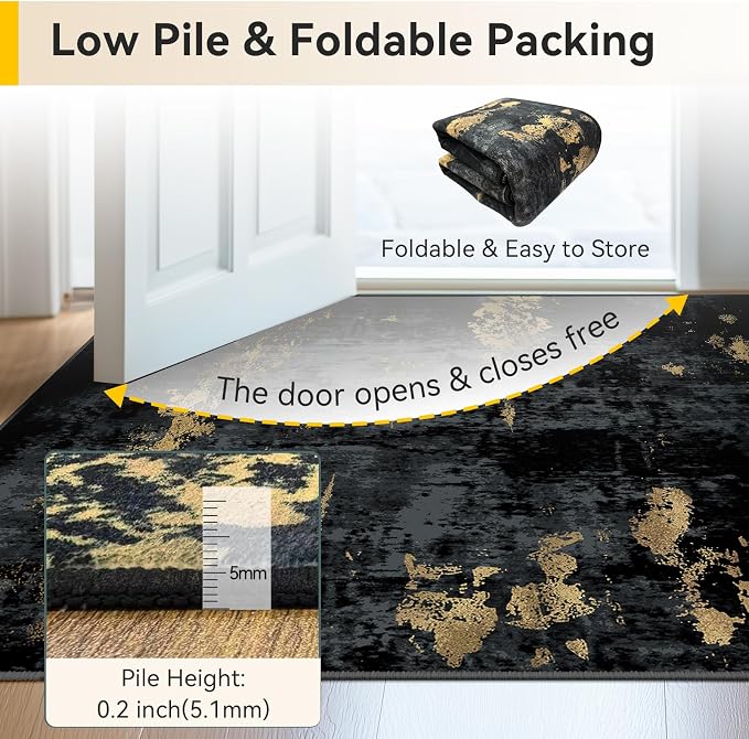 Washable Area Rugs Square 7ft Non-Slip Modern Abstract Soft - Image 3
