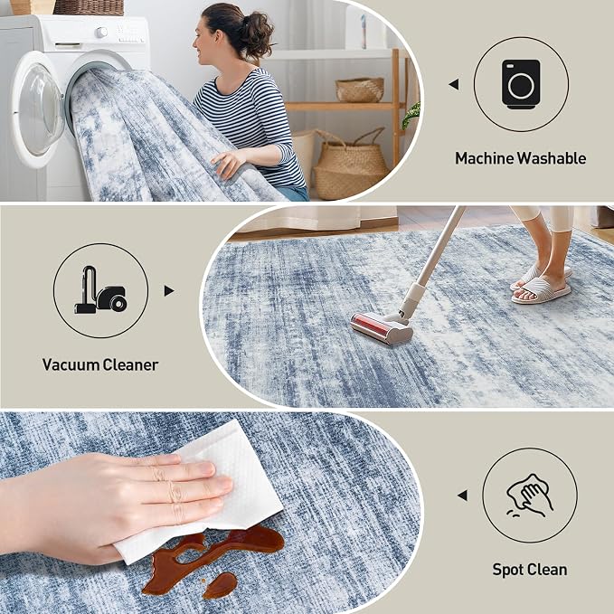 5x7 Area Rugs Washable Rug: Modern Abstract Living Room Rug Soft Anti-Skid Thin - Image 4