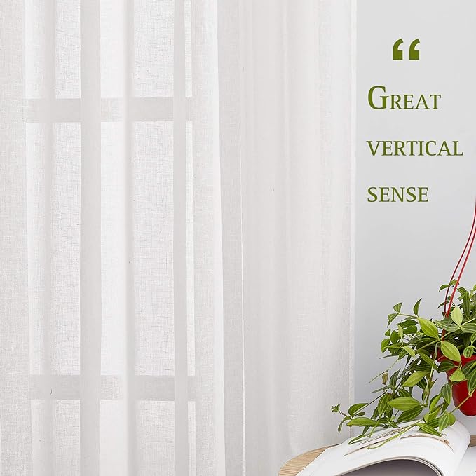 NICETOWN White Sheer Linen Curtains - Image 5