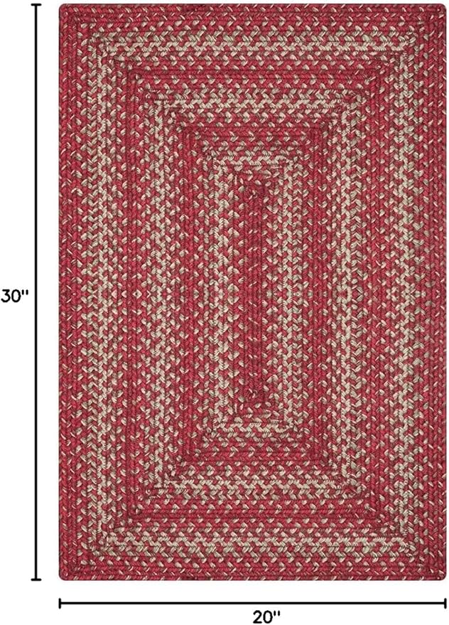 Homespice 20x30” Red Rect. Braided Rug. Apple Pie Red Jute Rug. Uses- Entryway, Kitchen Rugs, Bathroom Rugs. Reversible, Rustic, Country, Primitive, Farmhouse Decor Rug