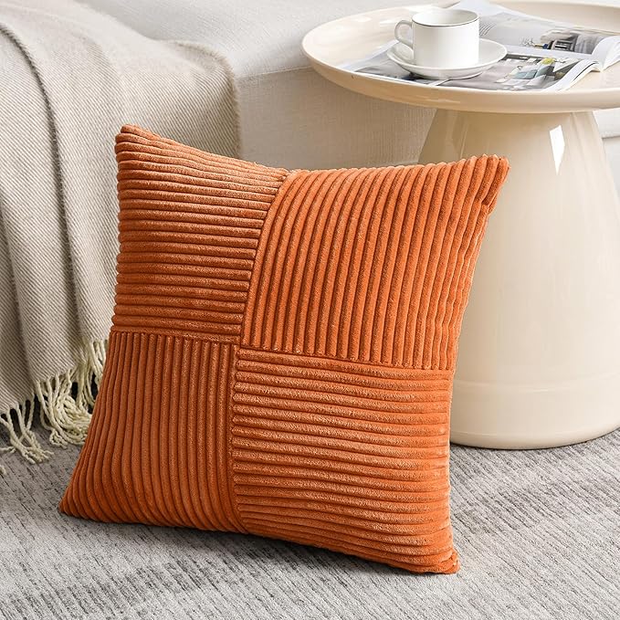 Fancy Homi 2 Packs Orange Euro Decorative Throw Pillow Covers 26x26 Inch - Image 2